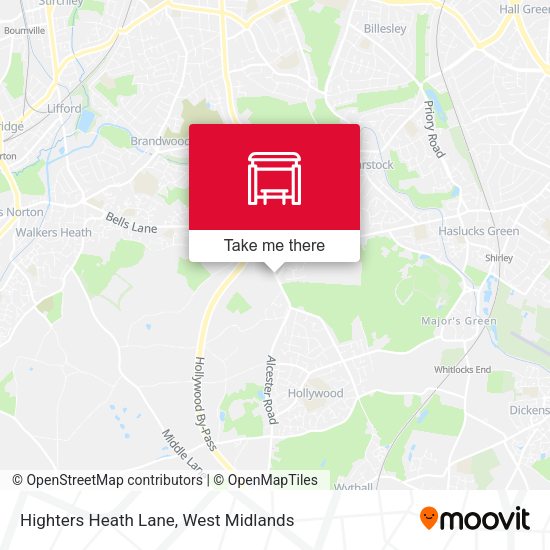Highters Heath Lane map