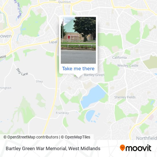 Bartley Green War Memorial map