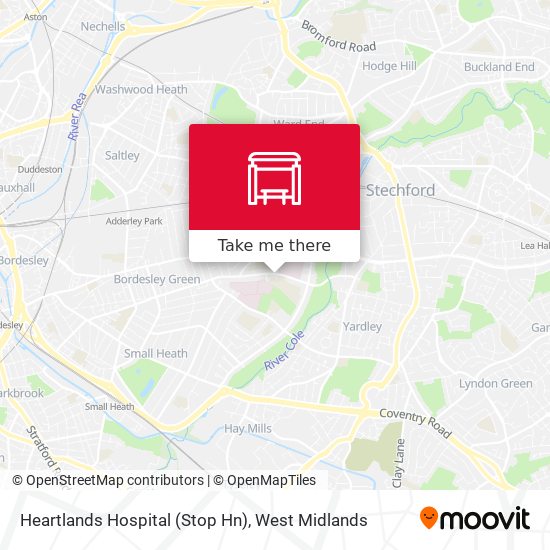 Heartlands Hospital (Stop Hn) map