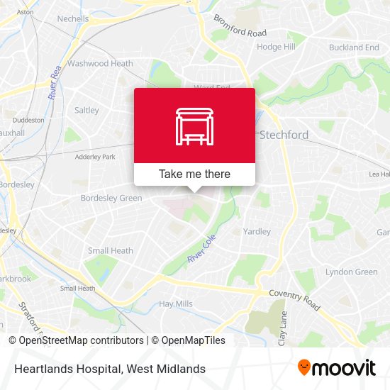 Heartlands Hospital (Stop Hn) map