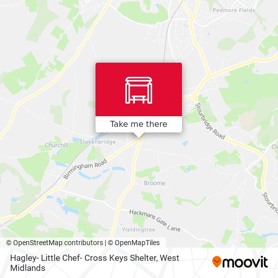 Hagley- Little Chef- Cross Keys Shelter map