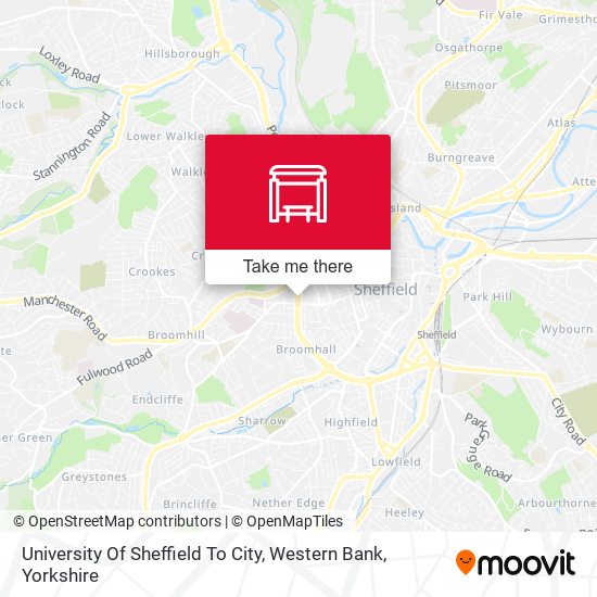 University Of Sheffield (S Yorks Supertram), Western Bank map