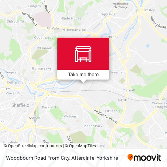 Woodbourn Road From City, Attercliffe map