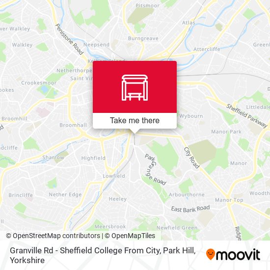 Granville Rd - Sheffield College From City, Park Hill map