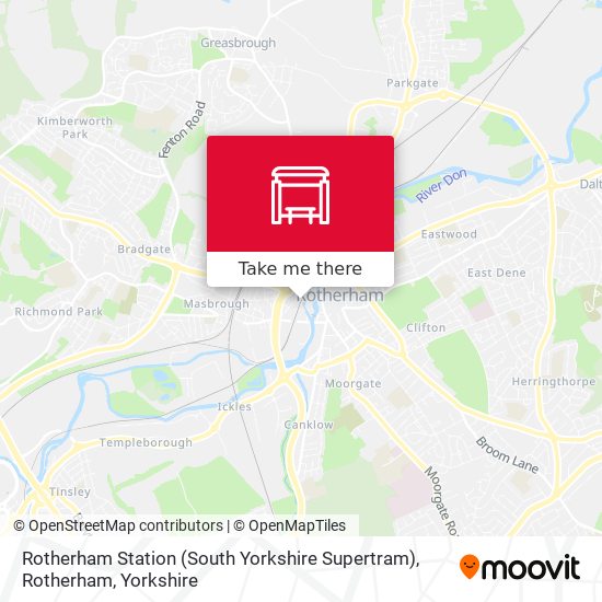 Rotherham Station (South Yorkshire Supertram), Rotherham map