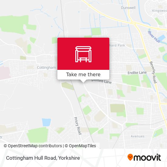 Cottingham Hull Road map