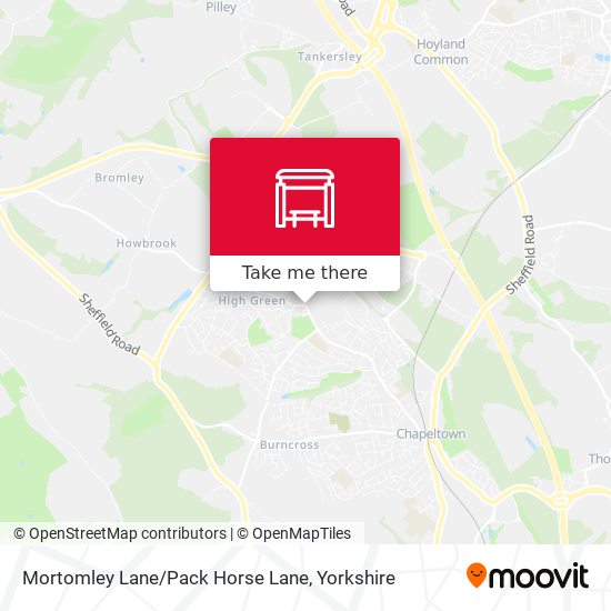Mortomley Lane/Pack Horse Lane map