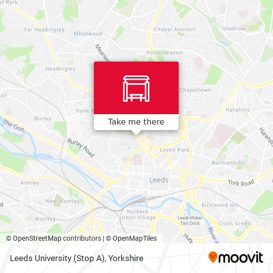 Leeds University (Stop A) map