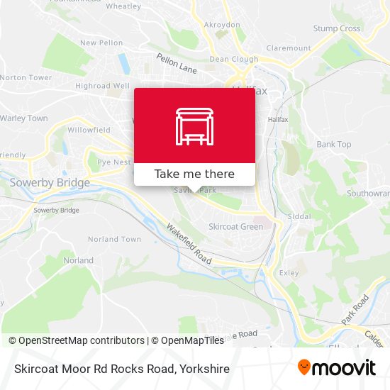 Skircoat Moor Rd Rocks Road map