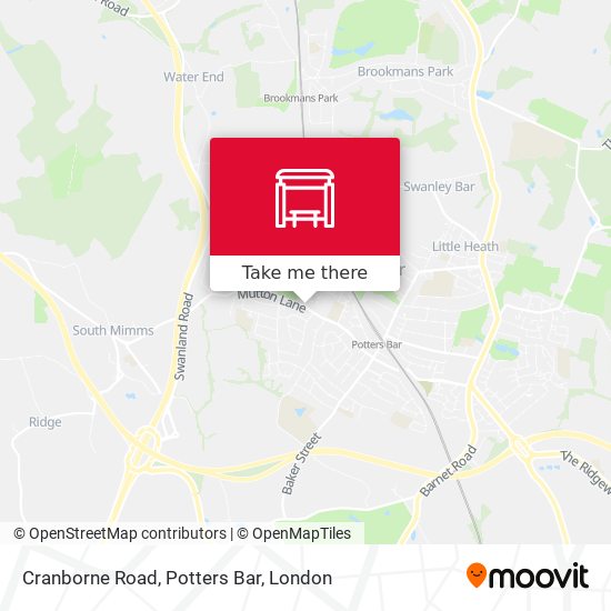 Cranborne Road, Potters Bar map