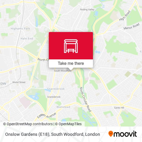 Onslow Gardens (E18), South Woodford map