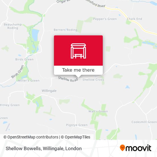 Shellow Bowells, Willingale map