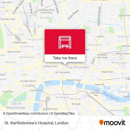 St. Bartholomew's Hospital map