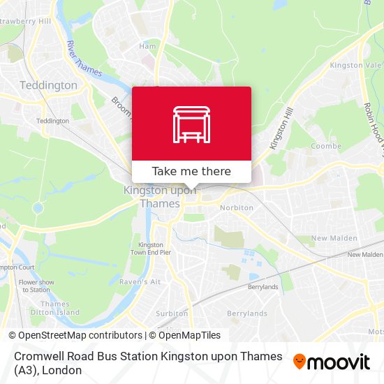 Cromwell Road Bus Station Kingston upon Thames (A3) map