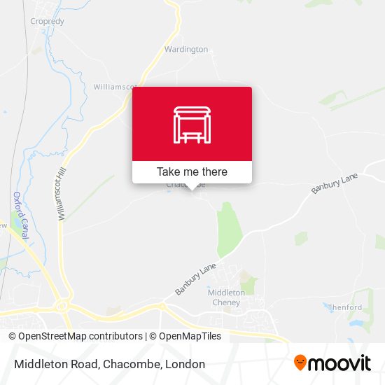 Middleton Road, Chacombe map