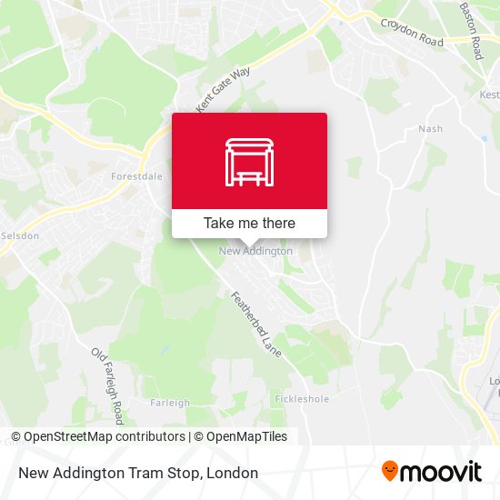 New Addington Tram Stop map