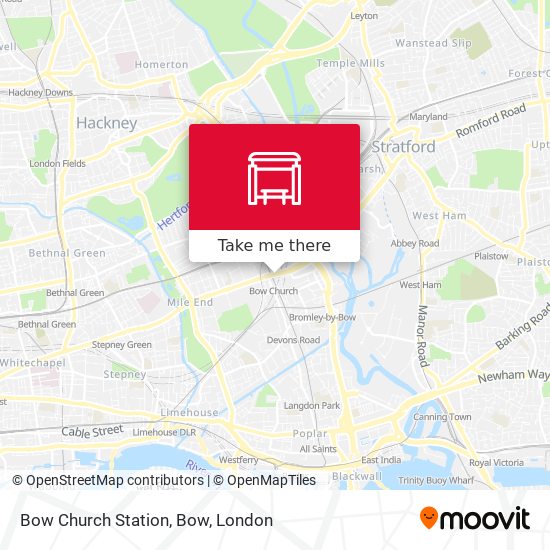 Bow Church Station, Bow map