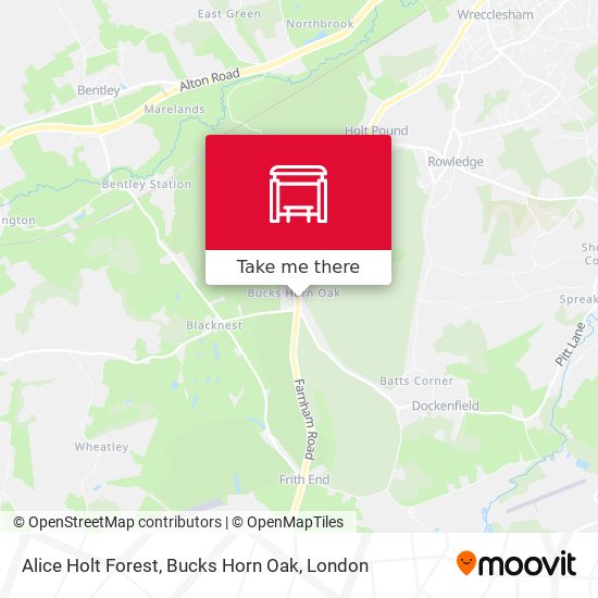 Alice Holt Forest, Bucks Horn Oak map