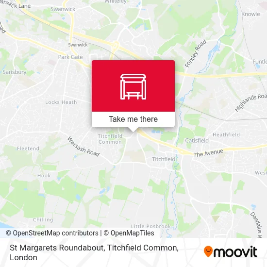 Titchfield Postcode Map St Margarets Roundabout, Titchfield Common stop (hamdmpmt)