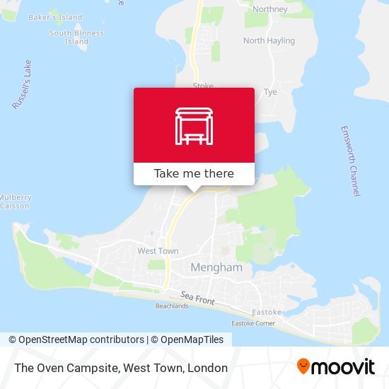 The Oven Campsite, West Town map