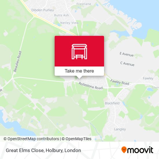 Great Elms Close, Holbury map