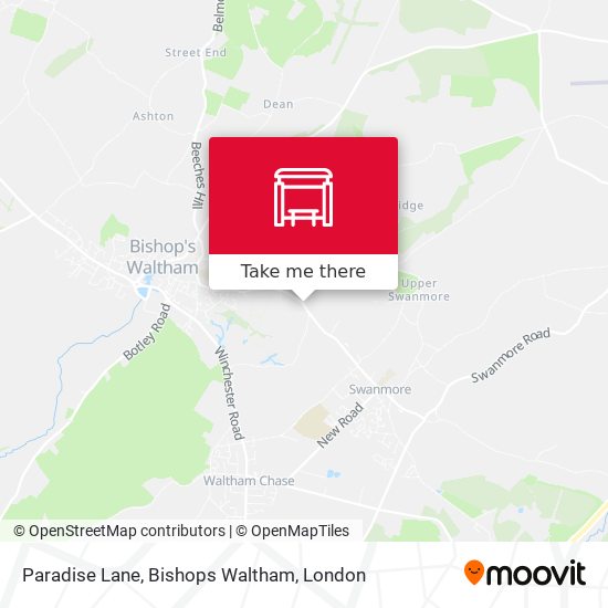 Paradise Lane, Bishops Waltham map