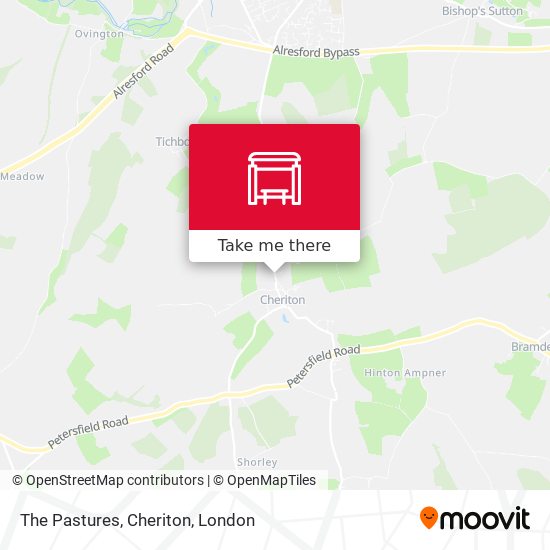 The Pastures, Cheriton map