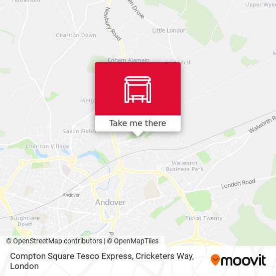 Compton Square Tesco Express, Cricketers Way map