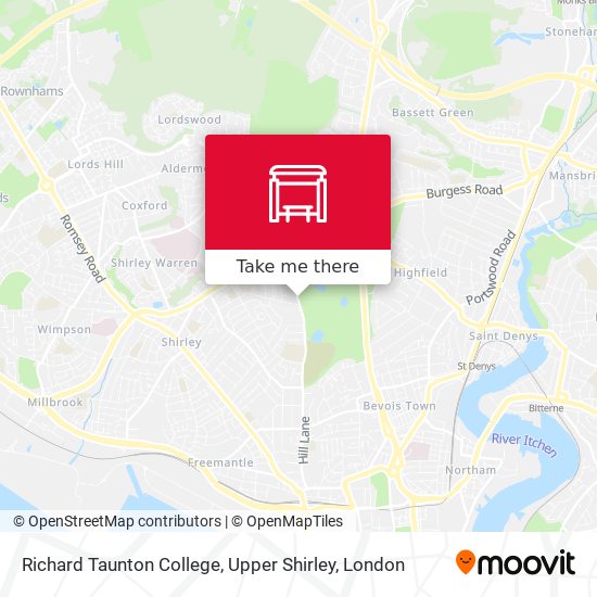 Richard Taunton College, Upper Shirley map