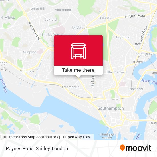 Paynes Road, Shirley map