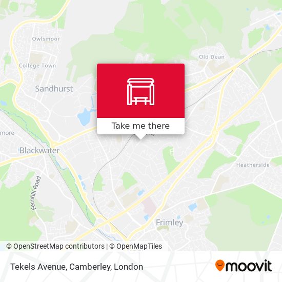 Tekels Avenue, Camberley map