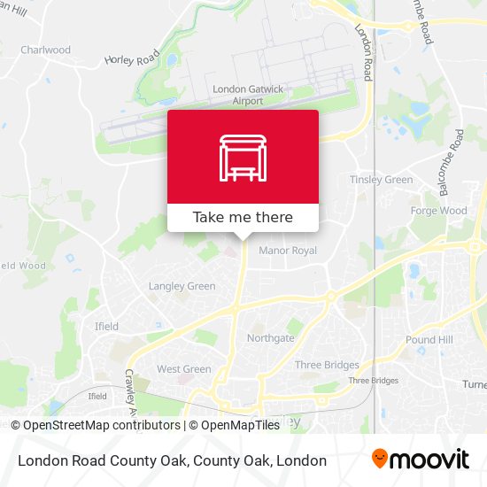 London Road County Oak, County Oak map