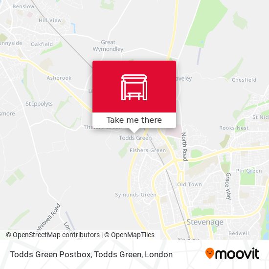 Todds Green Postbox, Todds Green map