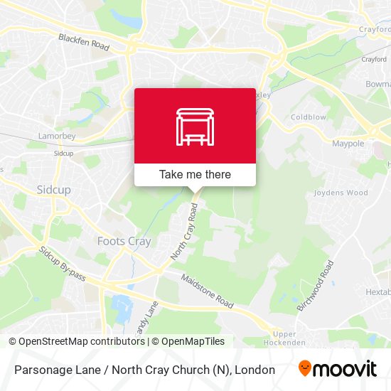 Parsonage Lane / North Cray Church map