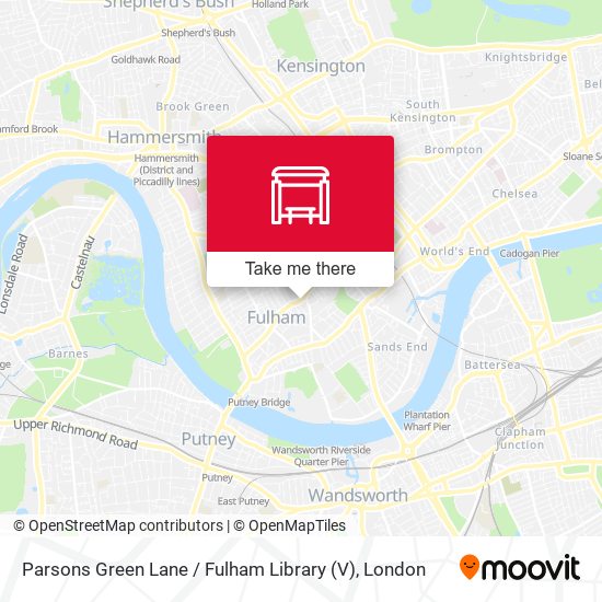 Parsons Green Lane / Fulham Library (V) map