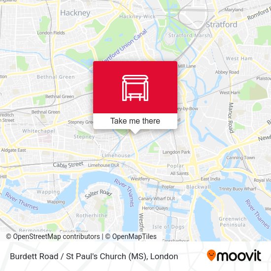 Burdett Road / St Paul's Church (MS) map