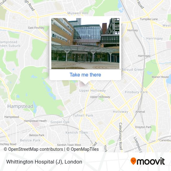 Whittington Hospital (J) map