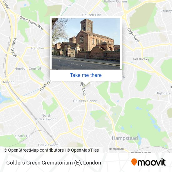 Golders Green Crematorium (E) map