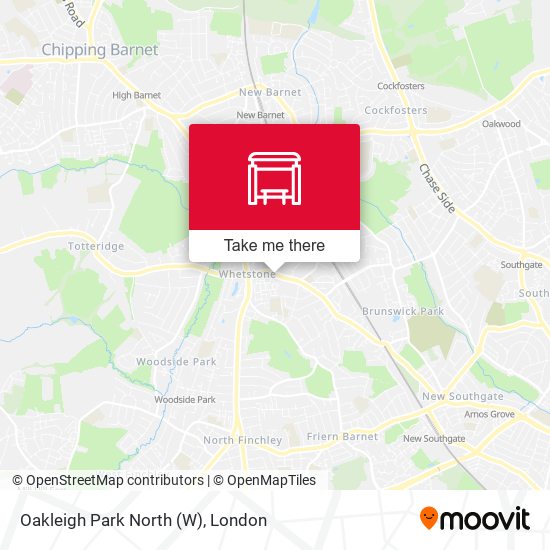 Oakleigh Park North (W) map