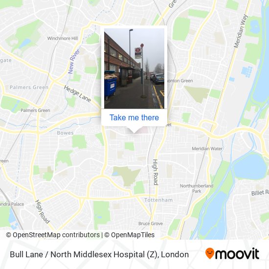 Bull Lane / North Middlesex Hospital (Z) map