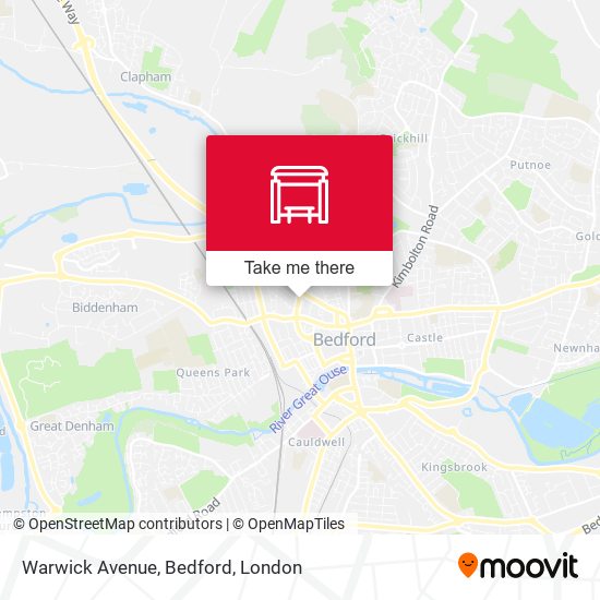Warwick Avenue, Bedford map