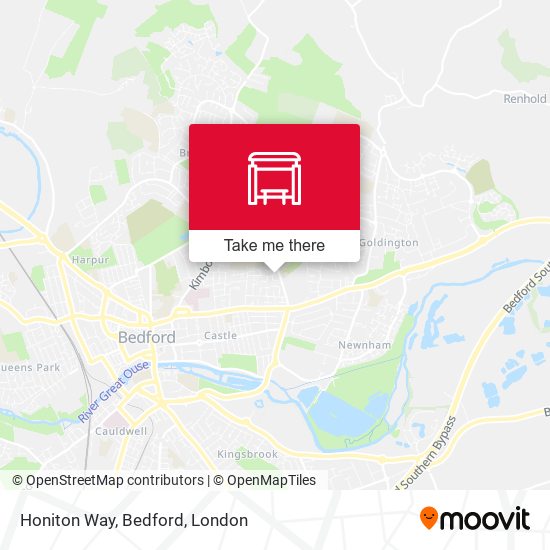 Honiton Way, Bedford map
