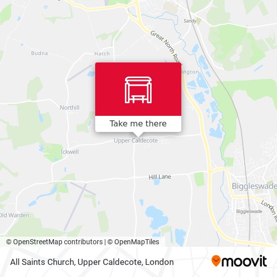All Saints Church, Upper Caldecote map