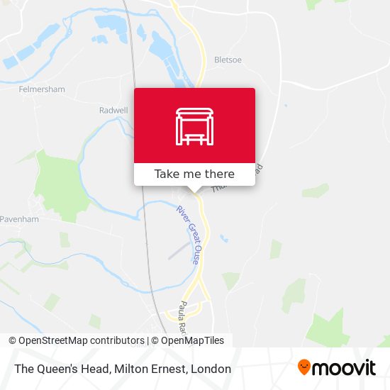 The Queen's Head, Milton Ernest map