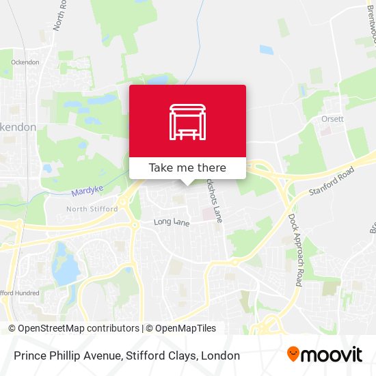 Prince Phillip Avenue, Stifford Clays map