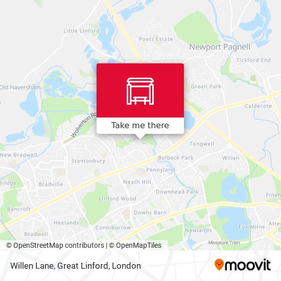 Willen Lane, Great Linford map
