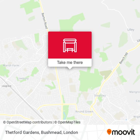 Thetford Gardens, Bushmead map