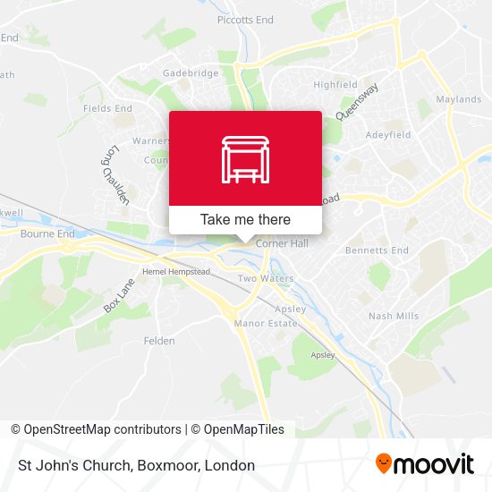 St Johns Church, Boxmoor map