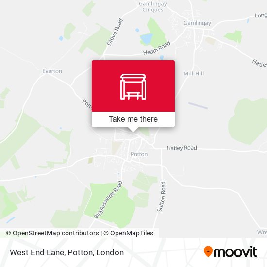 West End Lane, Potton map