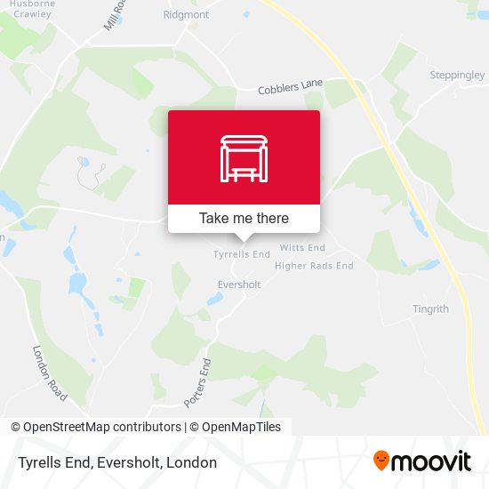 Tyrells End, Eversholt map